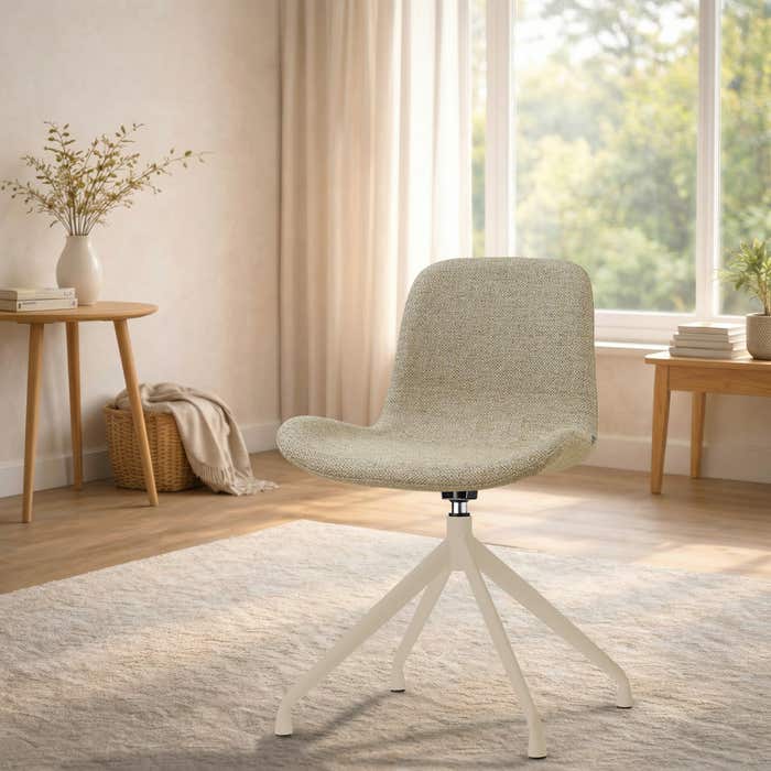 Nola-Fé draaibare eetkamerstoel taupe melange - beige onderstel - comfortabel - japandi - stoffen