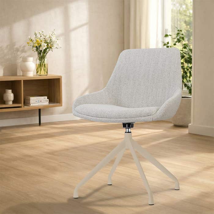 Nola-Isa draaibare eetkamerstoel beige gemêleerd - beige onderstel - scandinavisch - stoffen - comfortabel