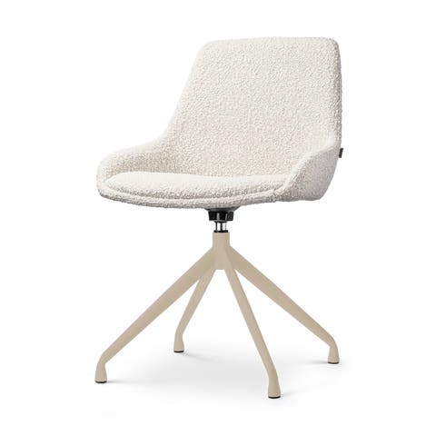 Nola-Isa draaibare eetkamerstoel bouclé beige - beige onderstel