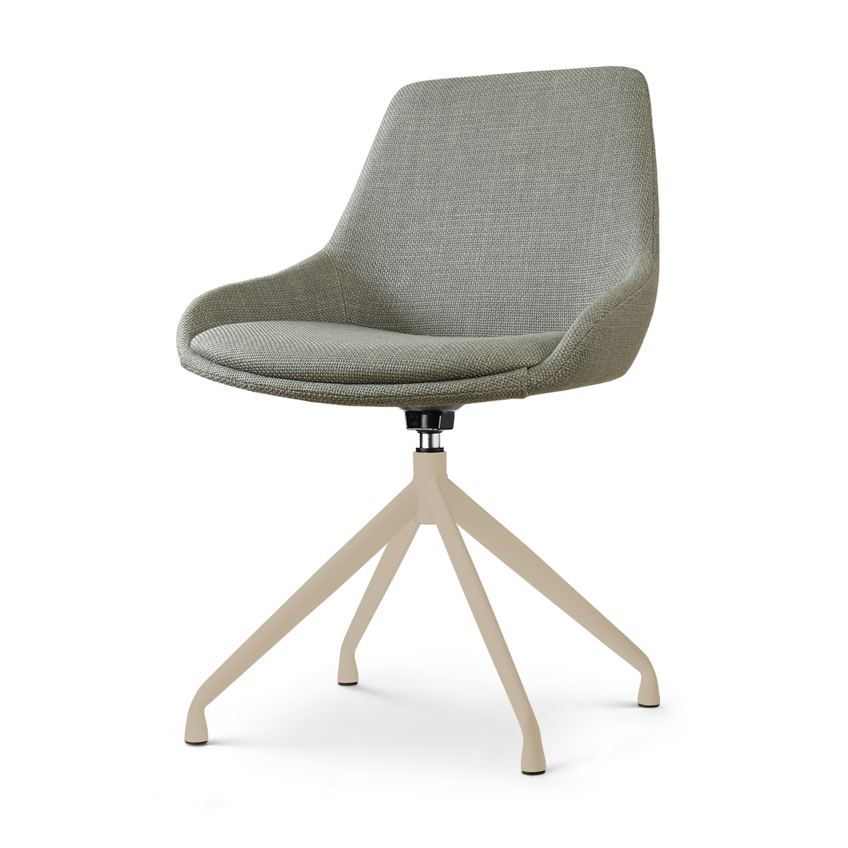 Nola-Isa draaibare eetkamerstoel saliegroen - beige onderstel