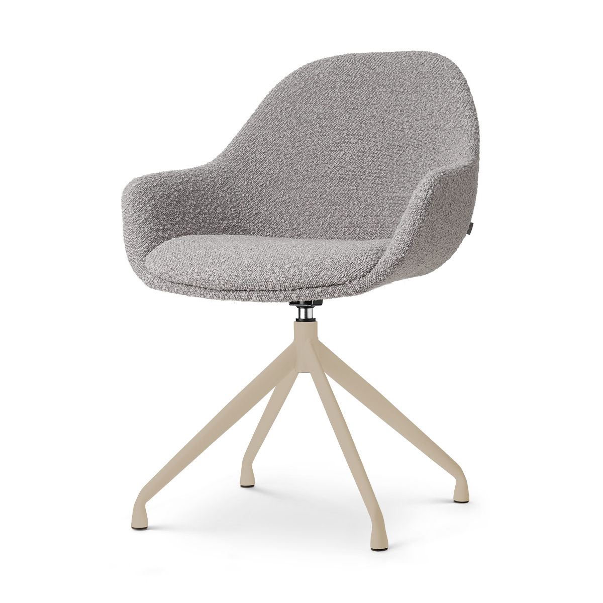 Nola-Mae draaibare eetkamerstoel bouclé taupe - beige onderstel