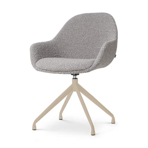 Nola-Mae draaibare eetkamerstoel bouclé taupe - beige onderstel