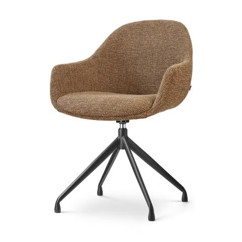 Nola-Mae draaibare eetkamerstoel bruin blend - zwart onderstel