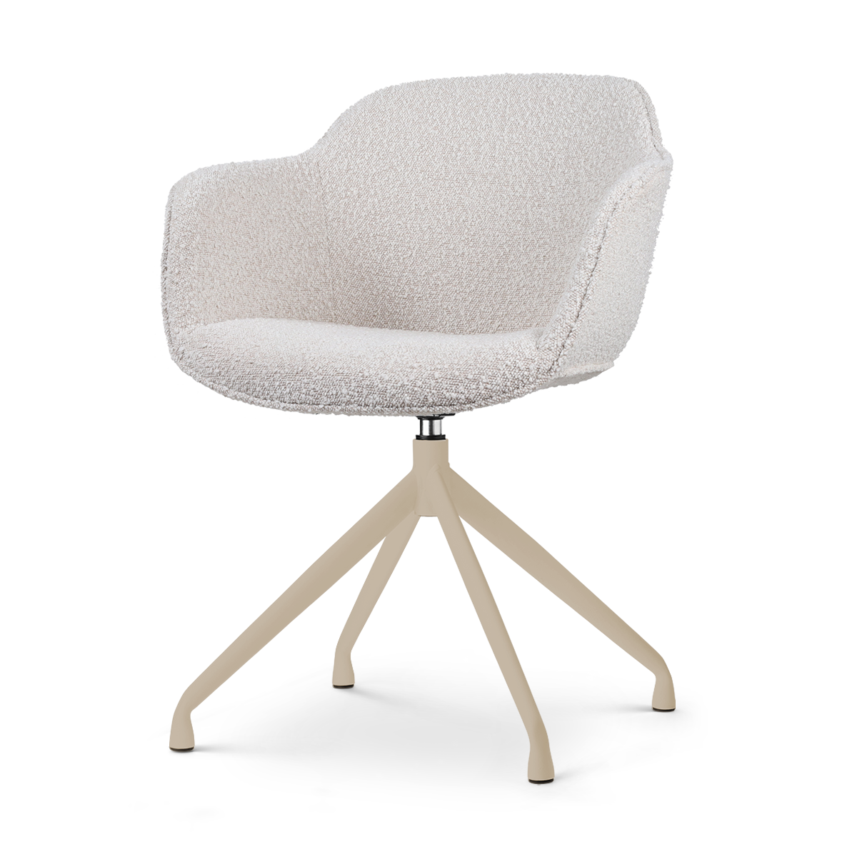 Nola-Mare draaibare eetkamerstoel bouclé beige - beige onderstel
