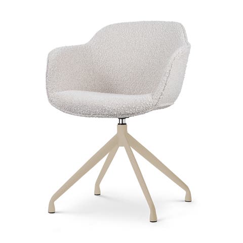 Nola-Mare draaibare eetkamerstoel bouclé beige - beige onderstel