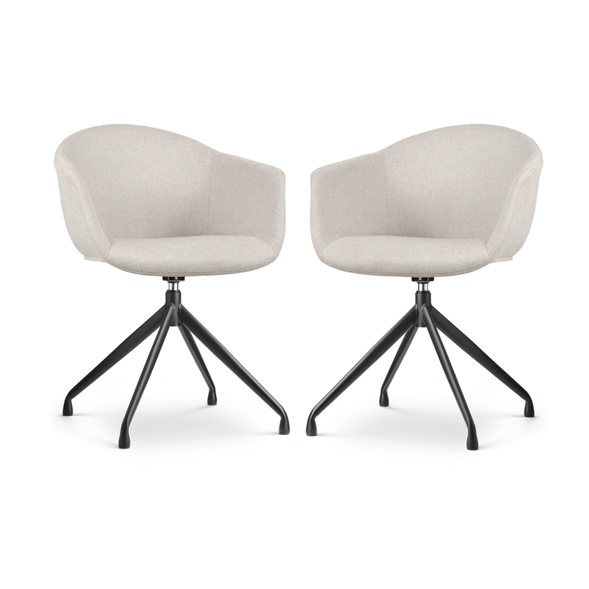 Nola-Otis draaibare eetkamerstoel beige - zwart onderstel - set van 2