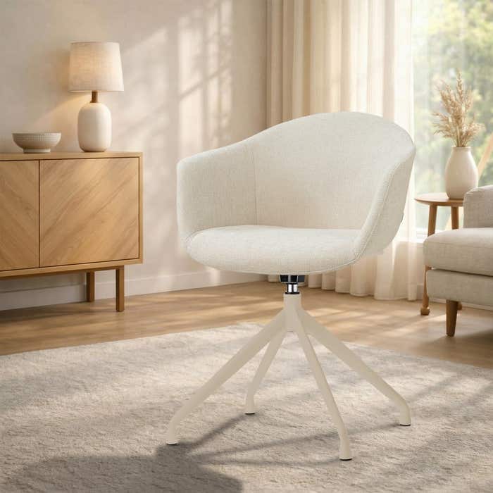 Nola-Otis draaibare eetkamerstoel cottonbeige - beige onderstel - scandinavisch - armstoel - comfortabel - crème