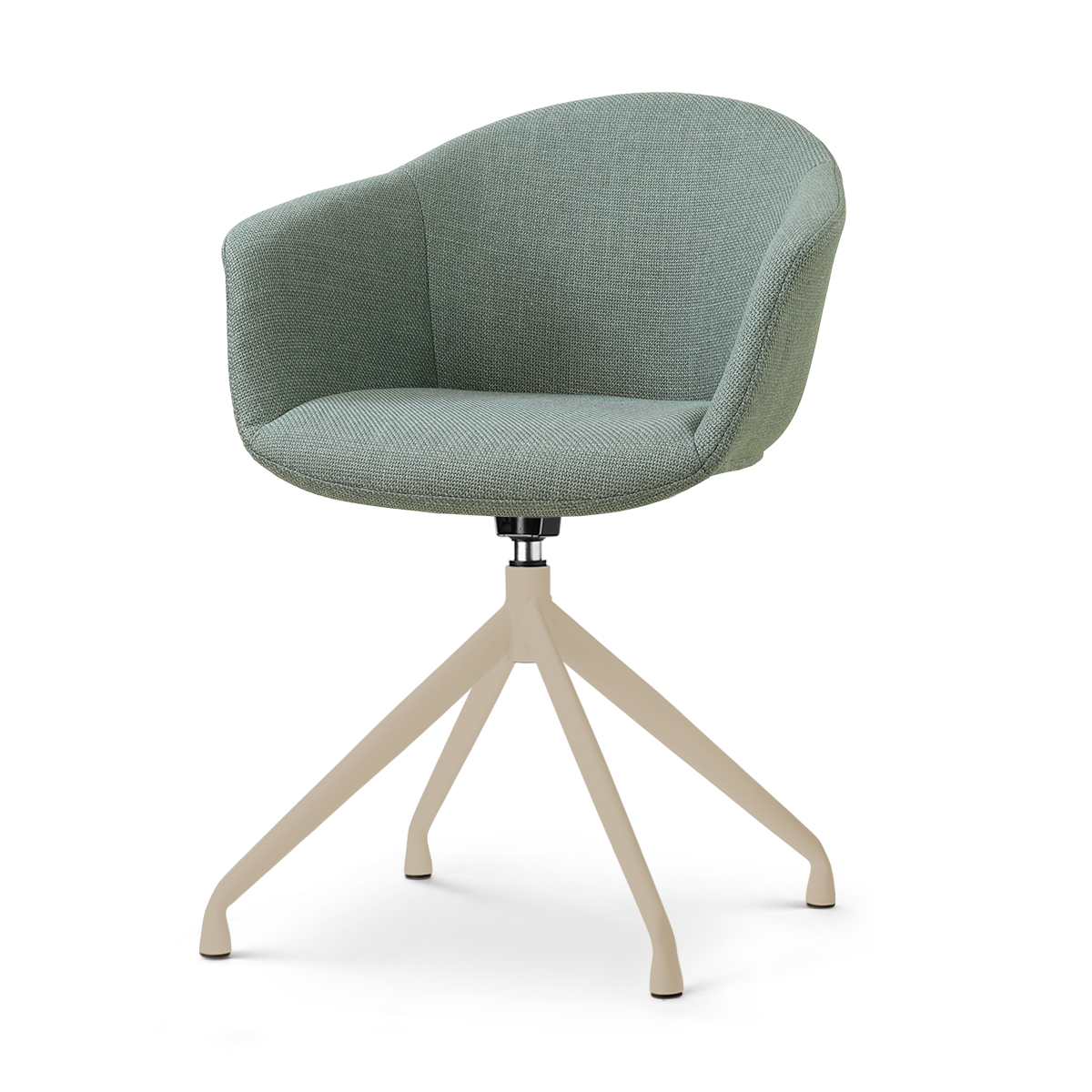 Nola-Otis draaibare eetkamerstoel saliegroen - beige onderstel