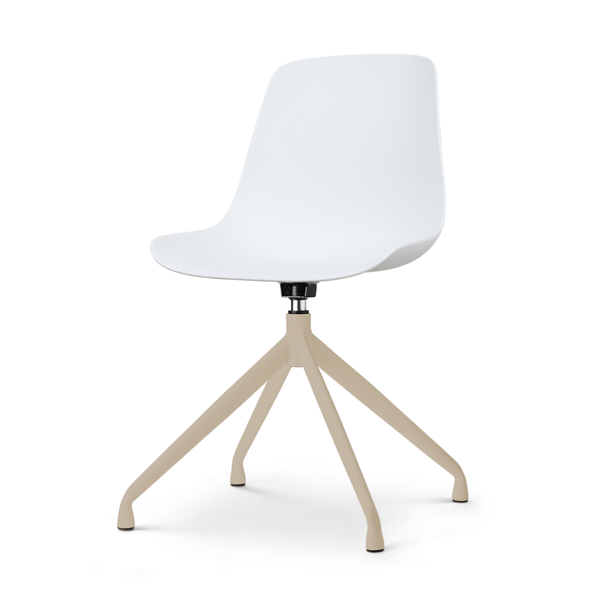 Nola-Pip draaibare eetkamerstoel wit - beige onderstel