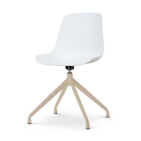 Nola-Pip draaibare eetkamerstoel wit - beige onderstel