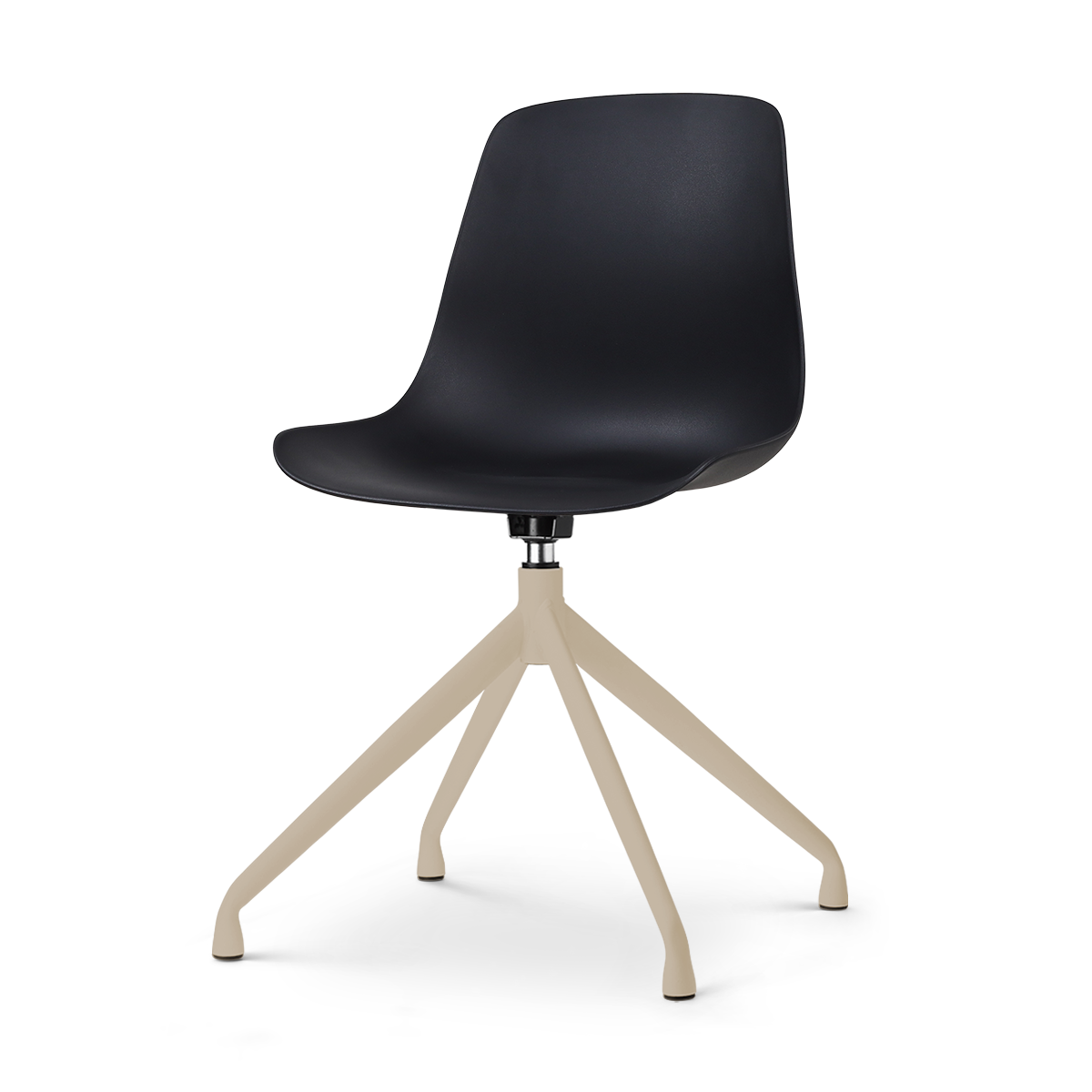 Nola-Pip draaibare eetkamerstoel zwart - beige onderstel