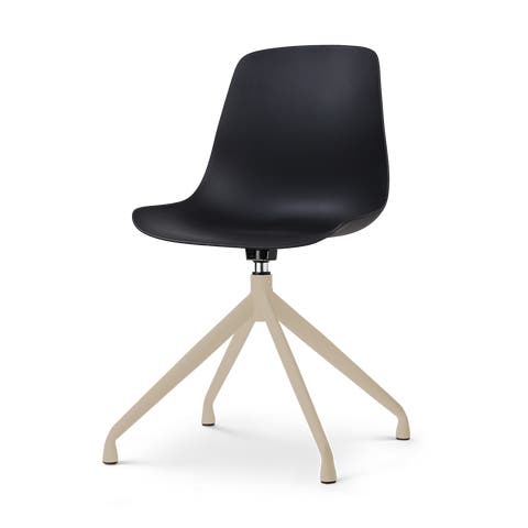 Nola-Pip draaibare eetkamerstoel zwart - beige onderstel