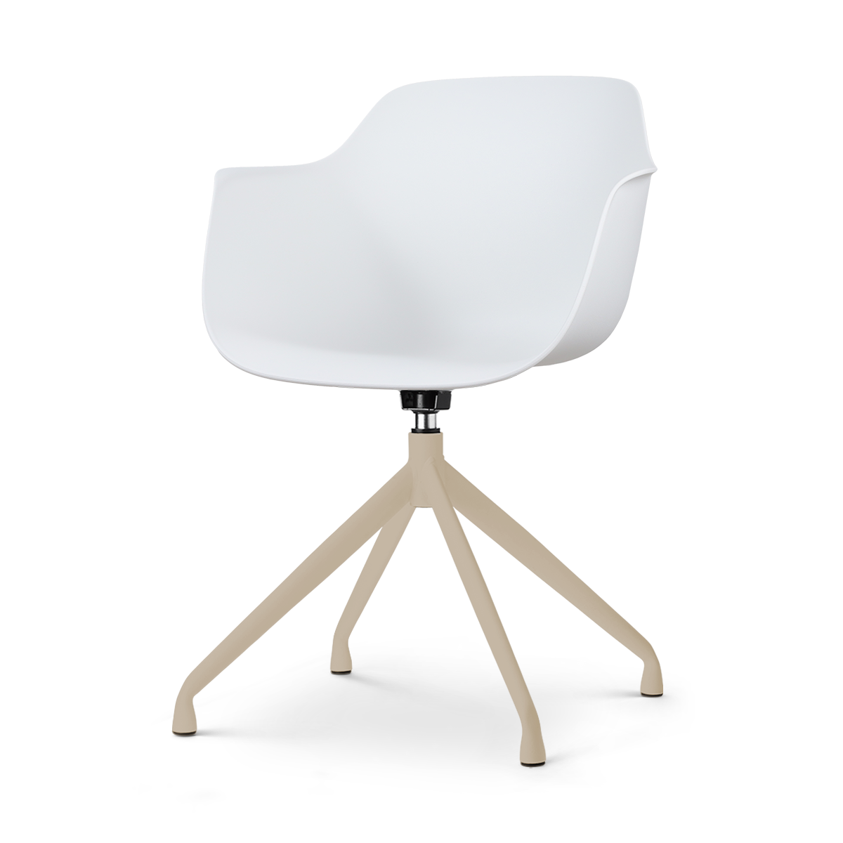 Nola-Puk draaibare eetkamerstoel wit - beige onderstel
