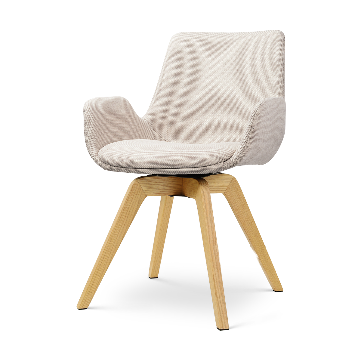 Noor-Eef draaibare eetkamerstoel beige - houten onderstel