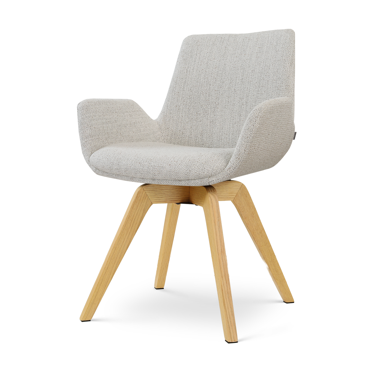 Noor-Eef draaibare eetkamerstoel beige gemêleerd - houten onderstel