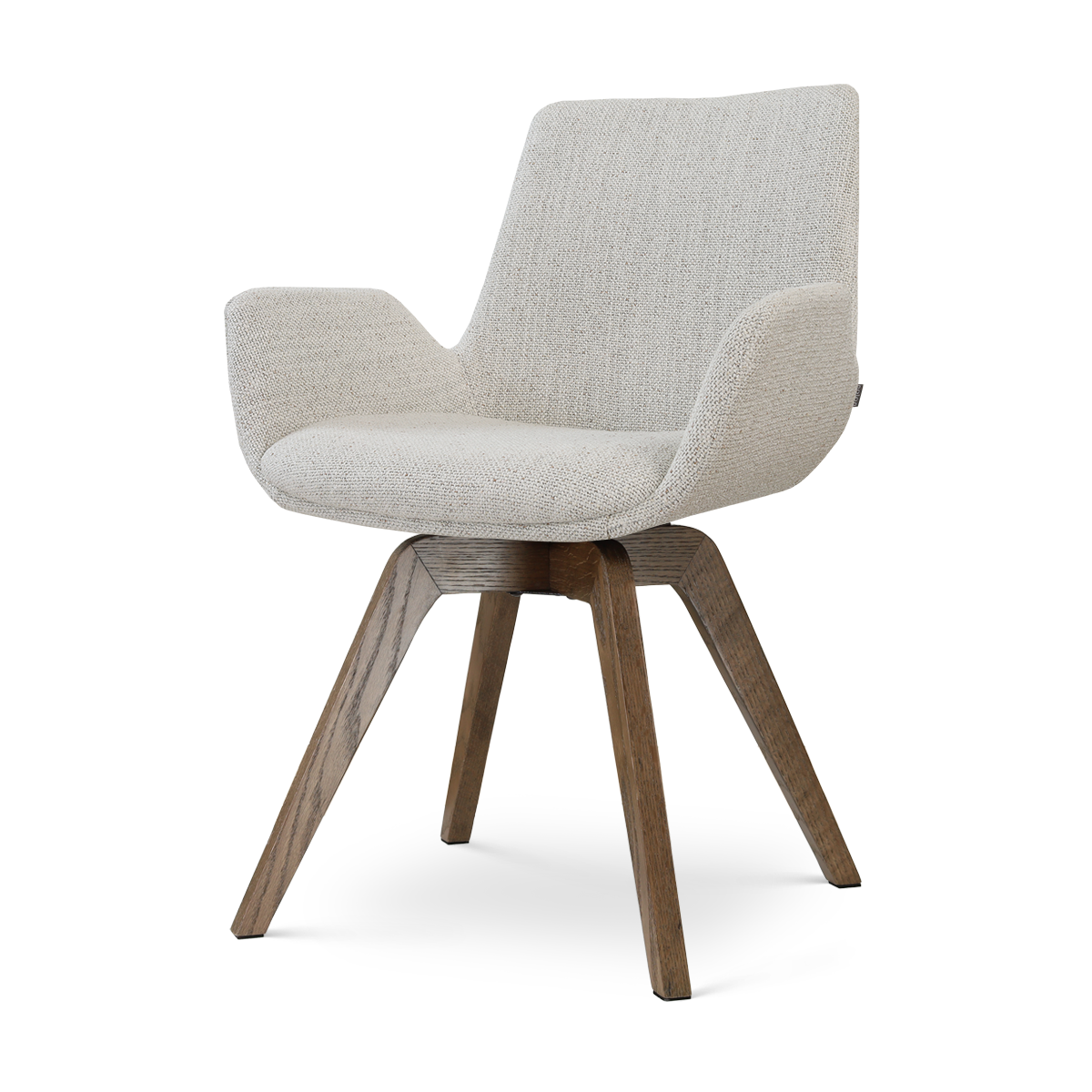 Noor-Eef draaibare eetkamerstoel beige gemêleerd - walnoot houten onderstel