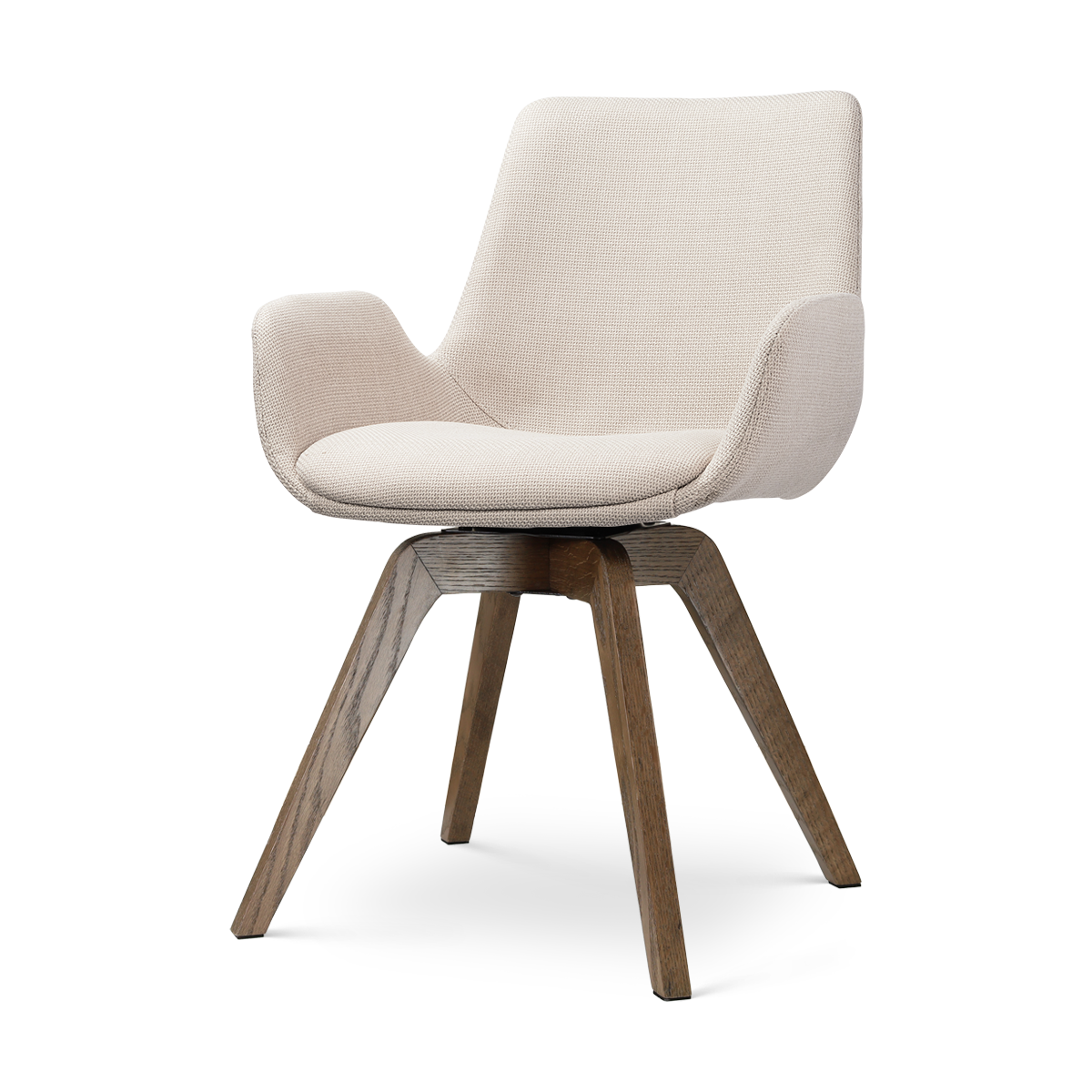 Noor-Eef draaibare eetkamerstoel beige - walnoot houten onderstel