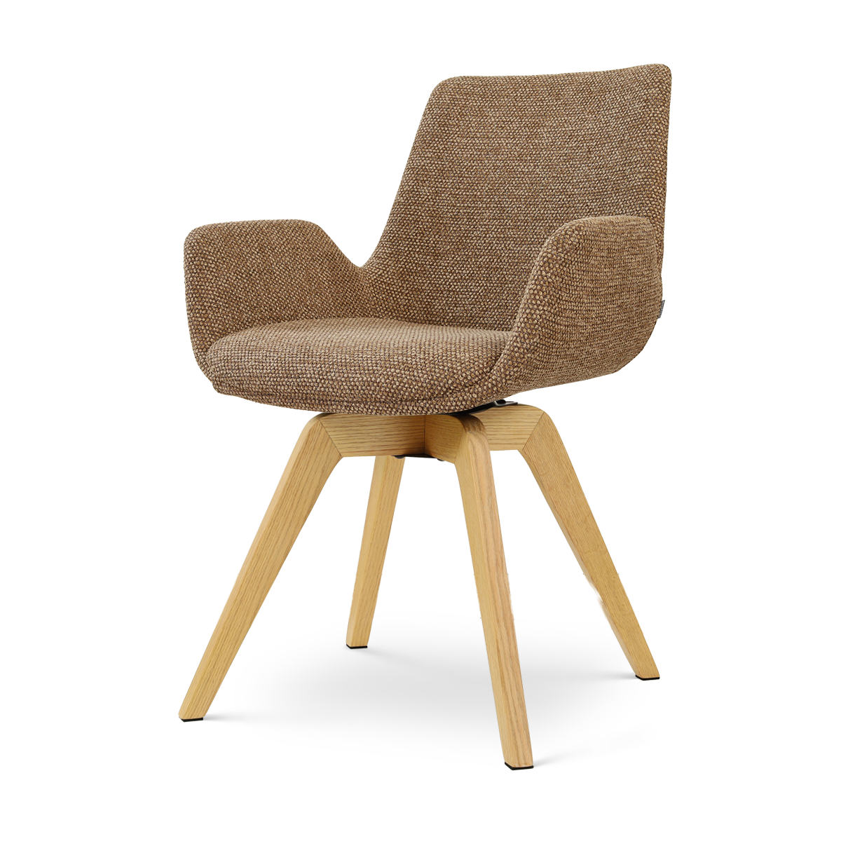 Noor-Eef draaibare eetkamerstoel bruin blend - houten onderstel