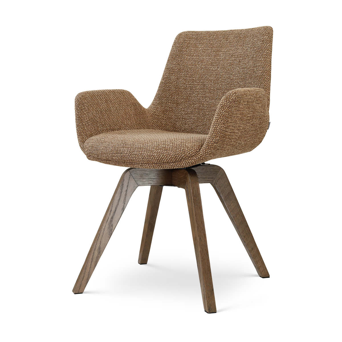 Noor-Eef draaibare eetkamerstoel bruin blend - walnoot houten onderstel