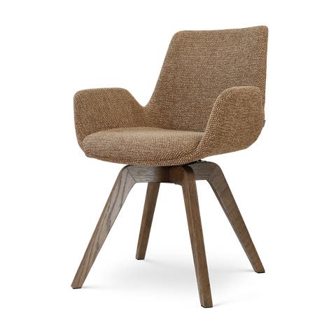 Noor-Eef draaibare eetkamerstoel bruin blend - walnoot houten onderstel