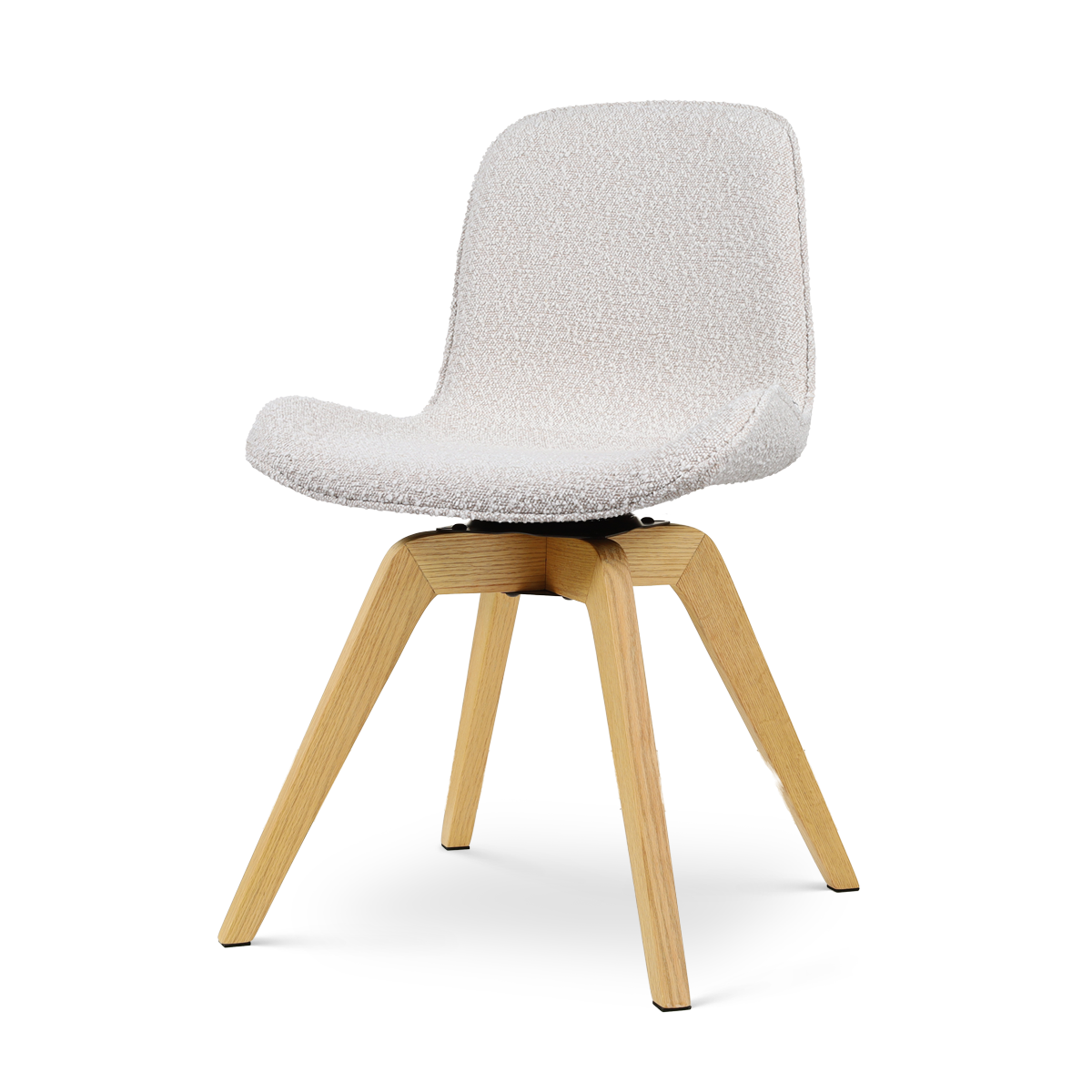 Noor-Fé draaibare eetkamerstoel bouclé beige - houten onderstel