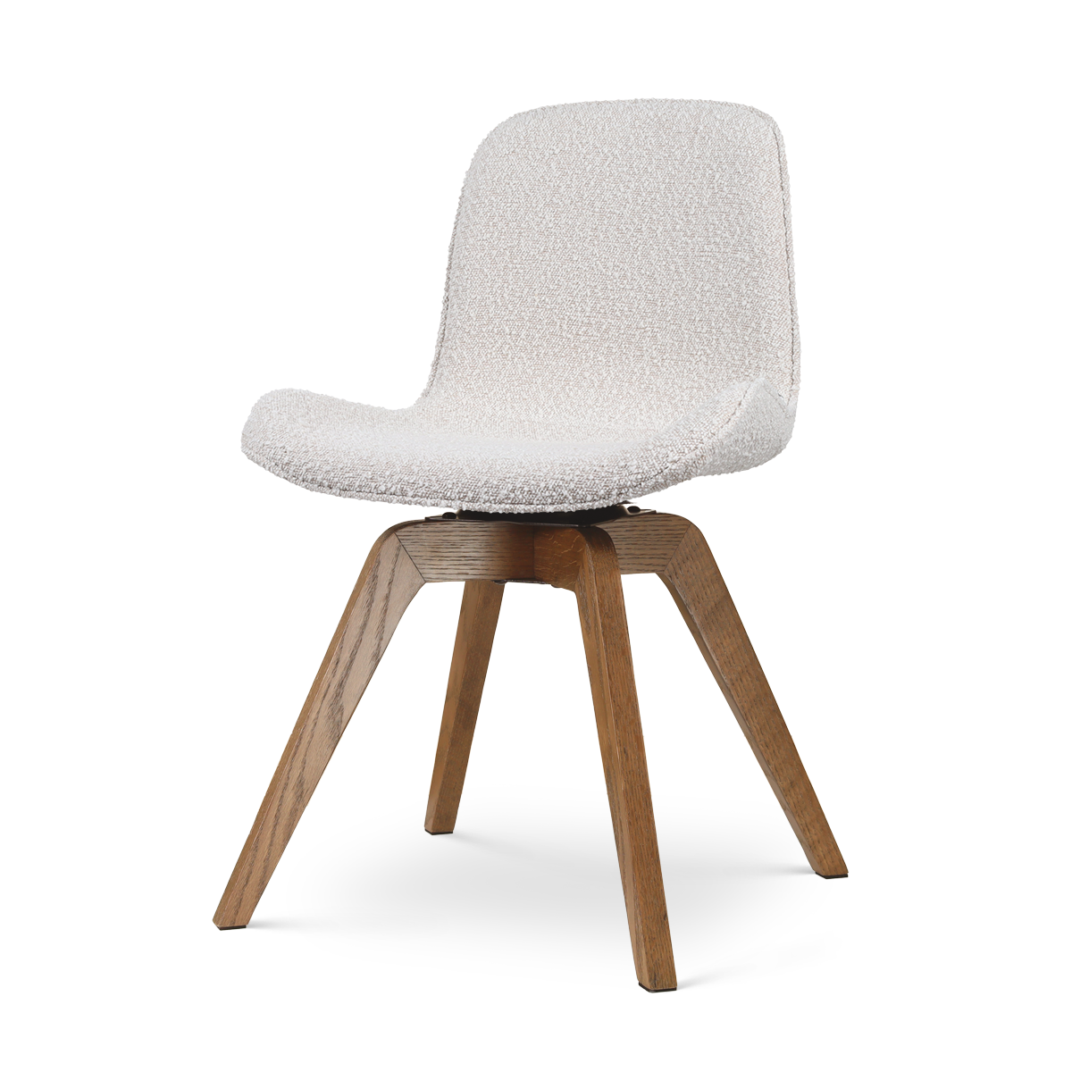 Noor-Fé draaibare eetkamerstoel bouclé beige - walnoot houten onderstel