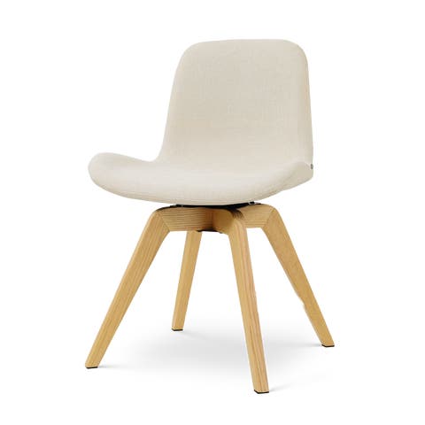 Noor-Fé draaibare eetkamerstoel cottonbeige - houten onderstel