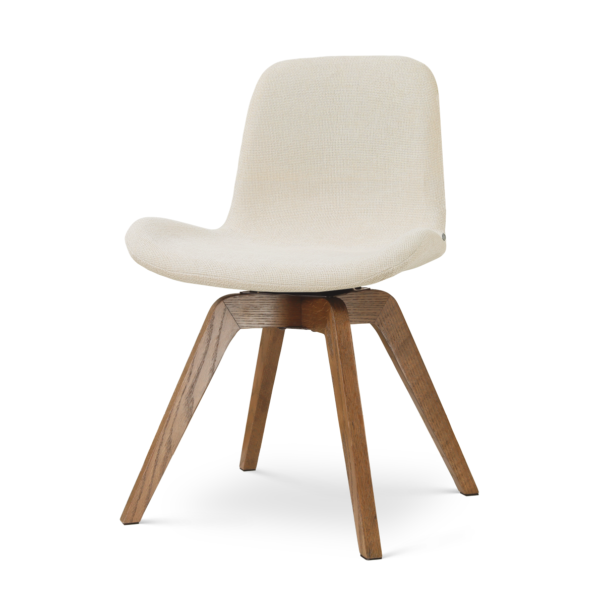 Noor-Fé draaibare eetkamerstoel cottonbeige - walnoot houten onderstel