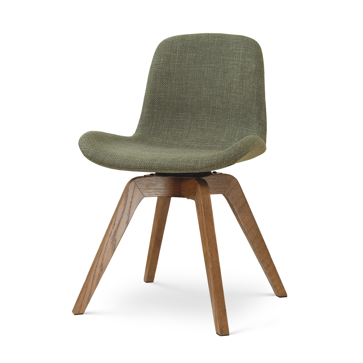 Noor-Fé draaibare eetkamerstoel forestgroen - walnoot houten onderstel