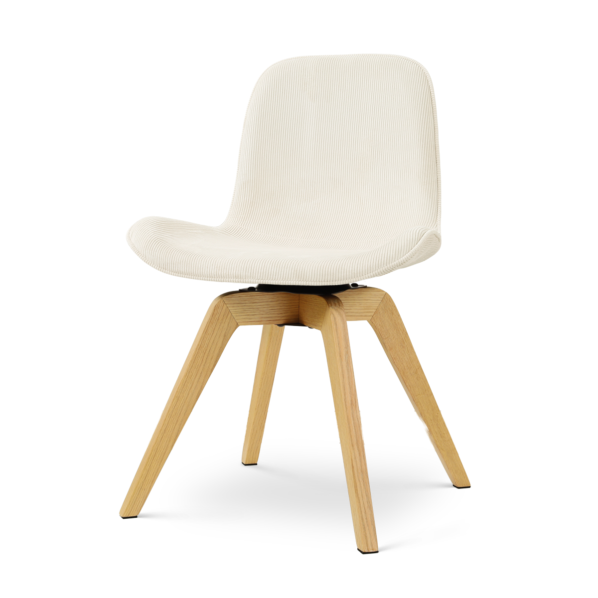 Noor-Fé draaibare eetkamerstoel rib beige - houten onderstel