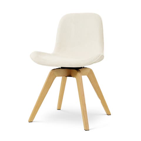 Noor-Fé draaibare eetkamerstoel rib beige - houten onderstel