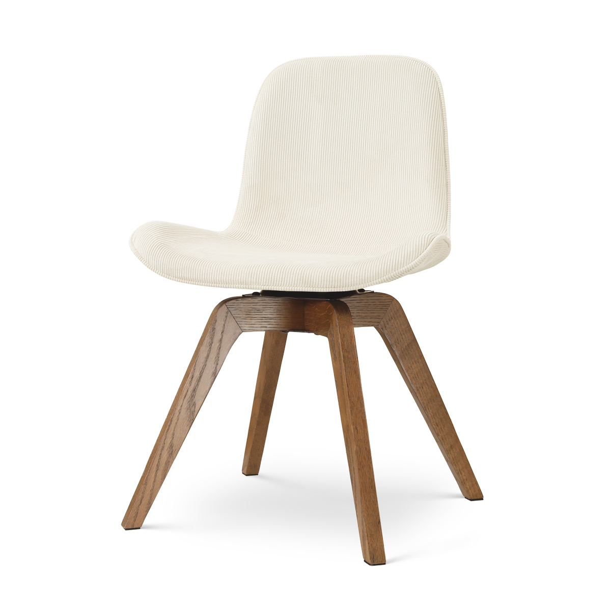 Noor-Fé draaibare eetkamerstoel rib beige - walnoot houten onderstel