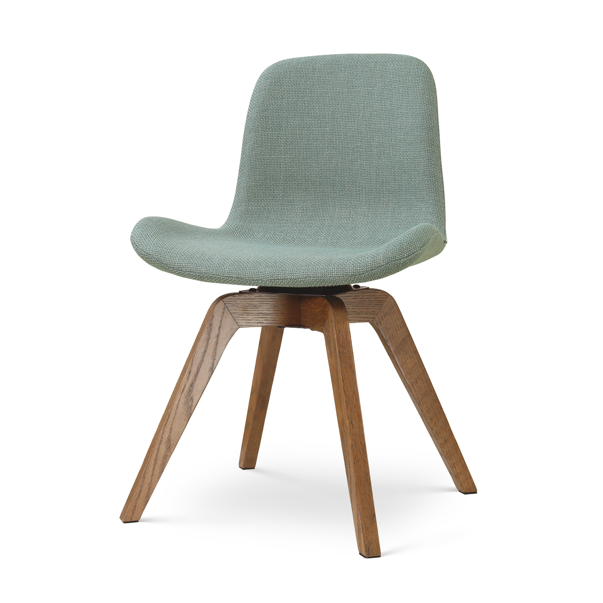 Noor-Fé draaibare eetkamerstoel saliegroen - walnoot houten onderstel