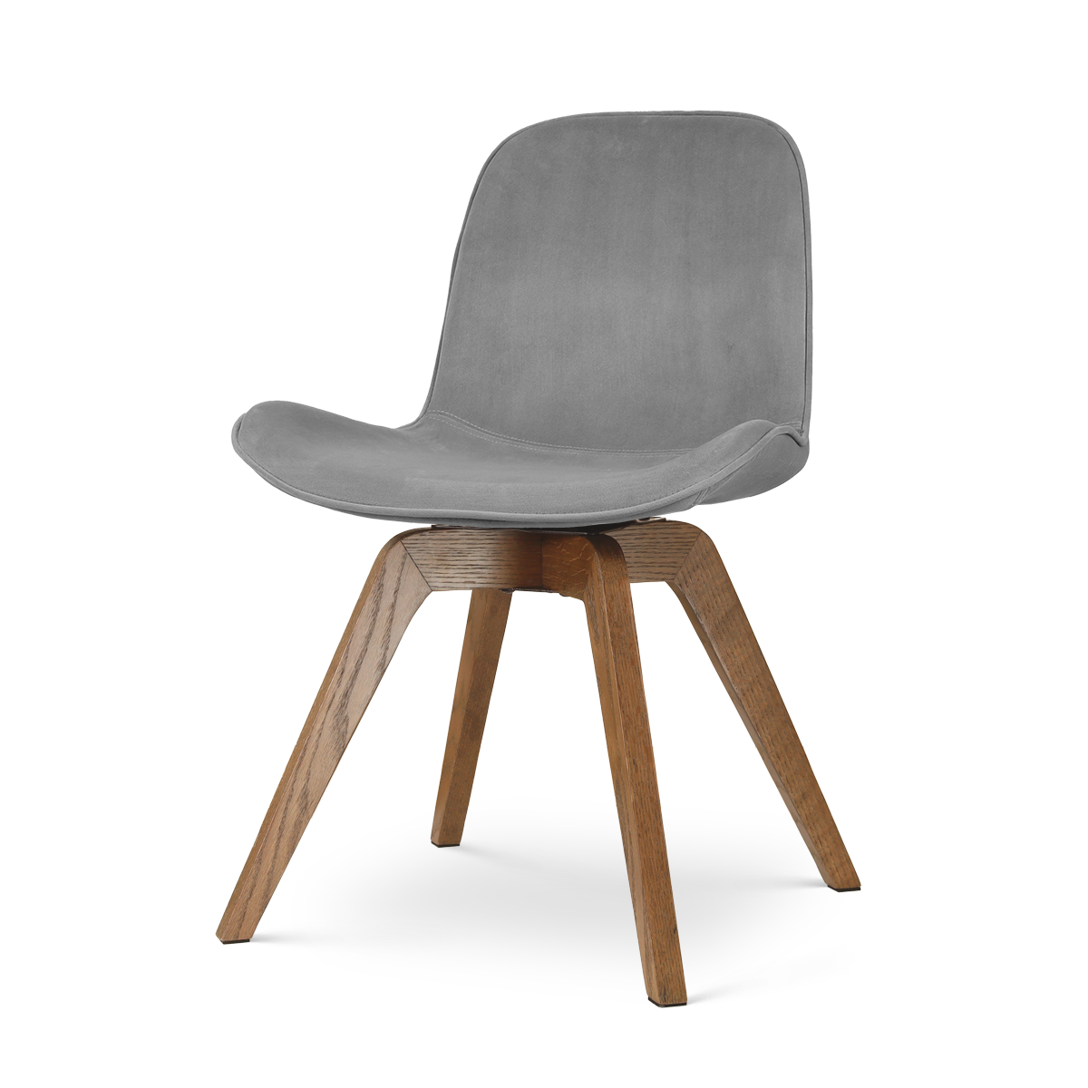 Noor-Fé draaibare eetkamerstoel velvet grijs - walnoot houten onderstel