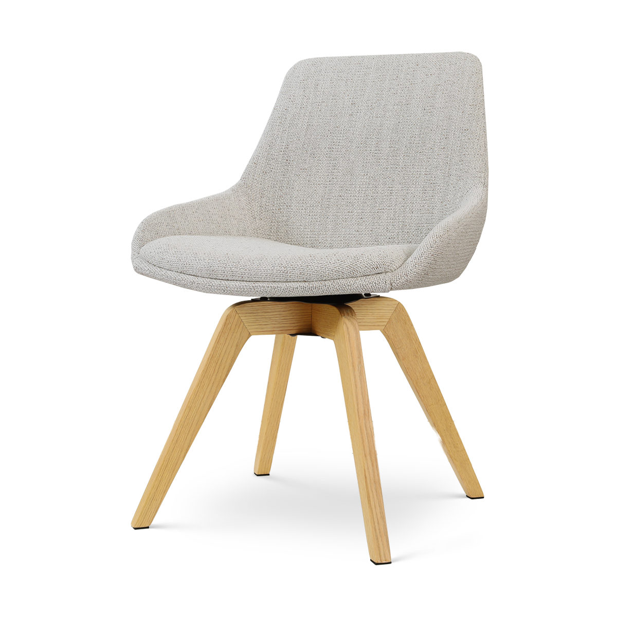 Noor-Isa draaibare eetkamerstoel beige gemêleerd - houten onderstel