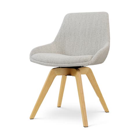 Noor-Isa draaibare eetkamerstoel beige gemêleerd - houten onderstel