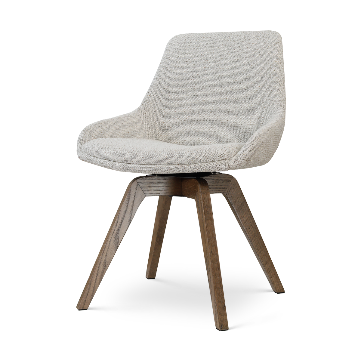 Noor-Isa draaibare eetkamerstoel beige gemêleerd - walnoot houten onderstel