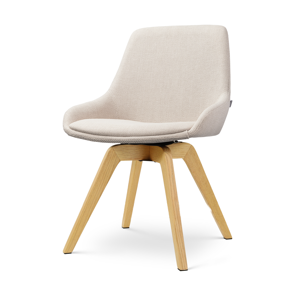 Noor-Isa draaibare eetkamerstoel beige - houten onderstel
