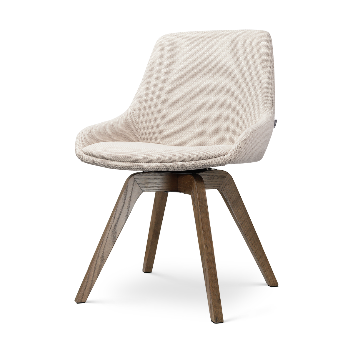Noor-Isa draaibare eetkamerstoel beige - walnoot houten onderstel
