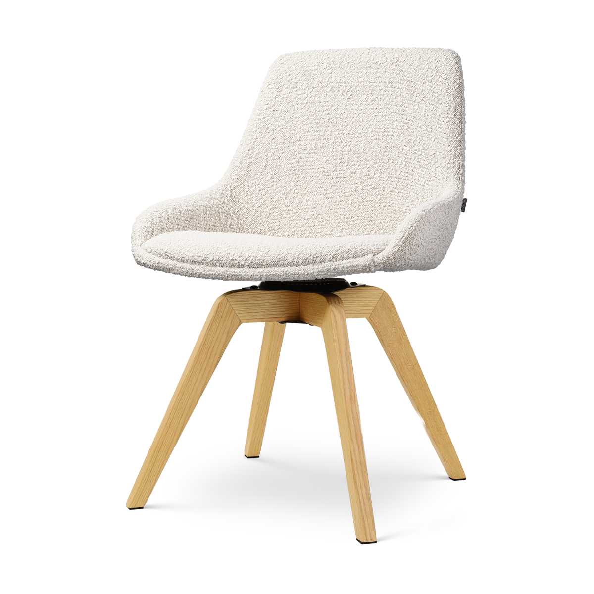 Noor-Isa draaibare eetkamerstoel bouclé beige - houten onderstel