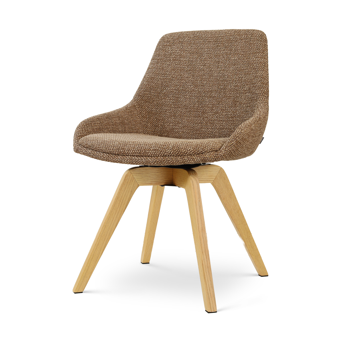 Noor-Isa draaibare eetkamerstoel bruin blend - houten onderstel