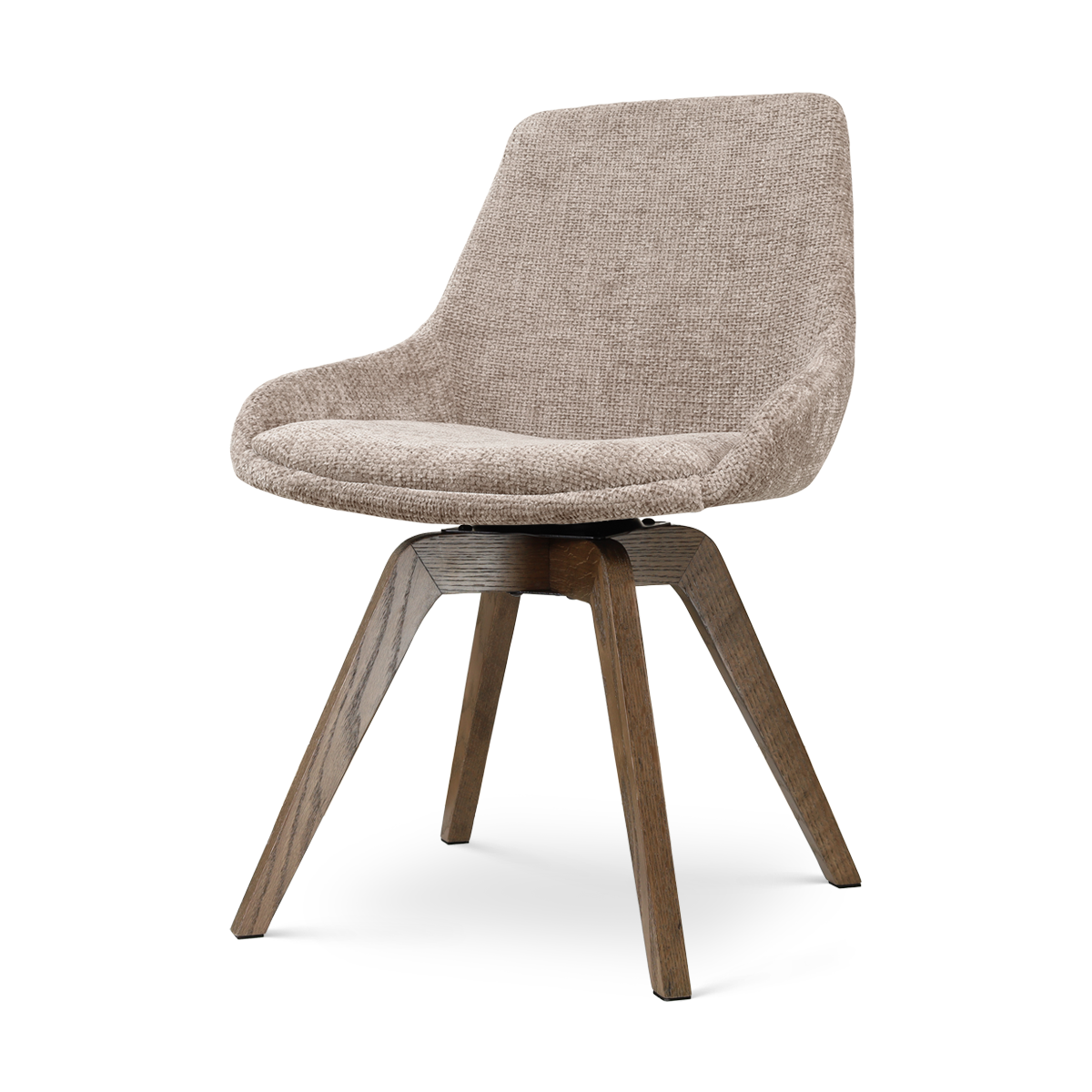 Noor-Isa draaibare eetkamerstoel bruin - walnoot houten onderstel