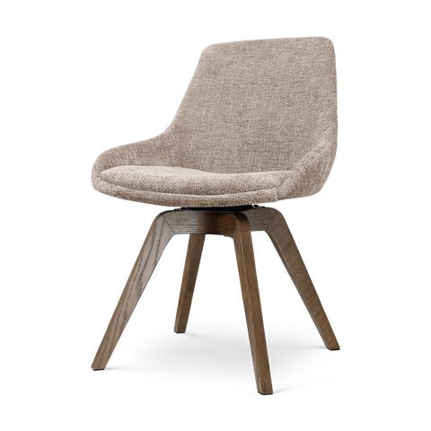 Noor-Isa draaibare eetkamerstoel bruin - walnoot houten onderstel