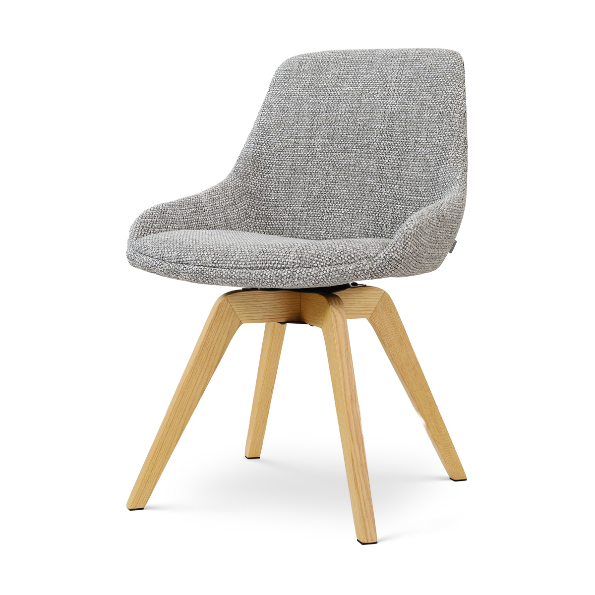 Noor-Isa draaibare eetkamerstoel grijs blend - houten onderstel