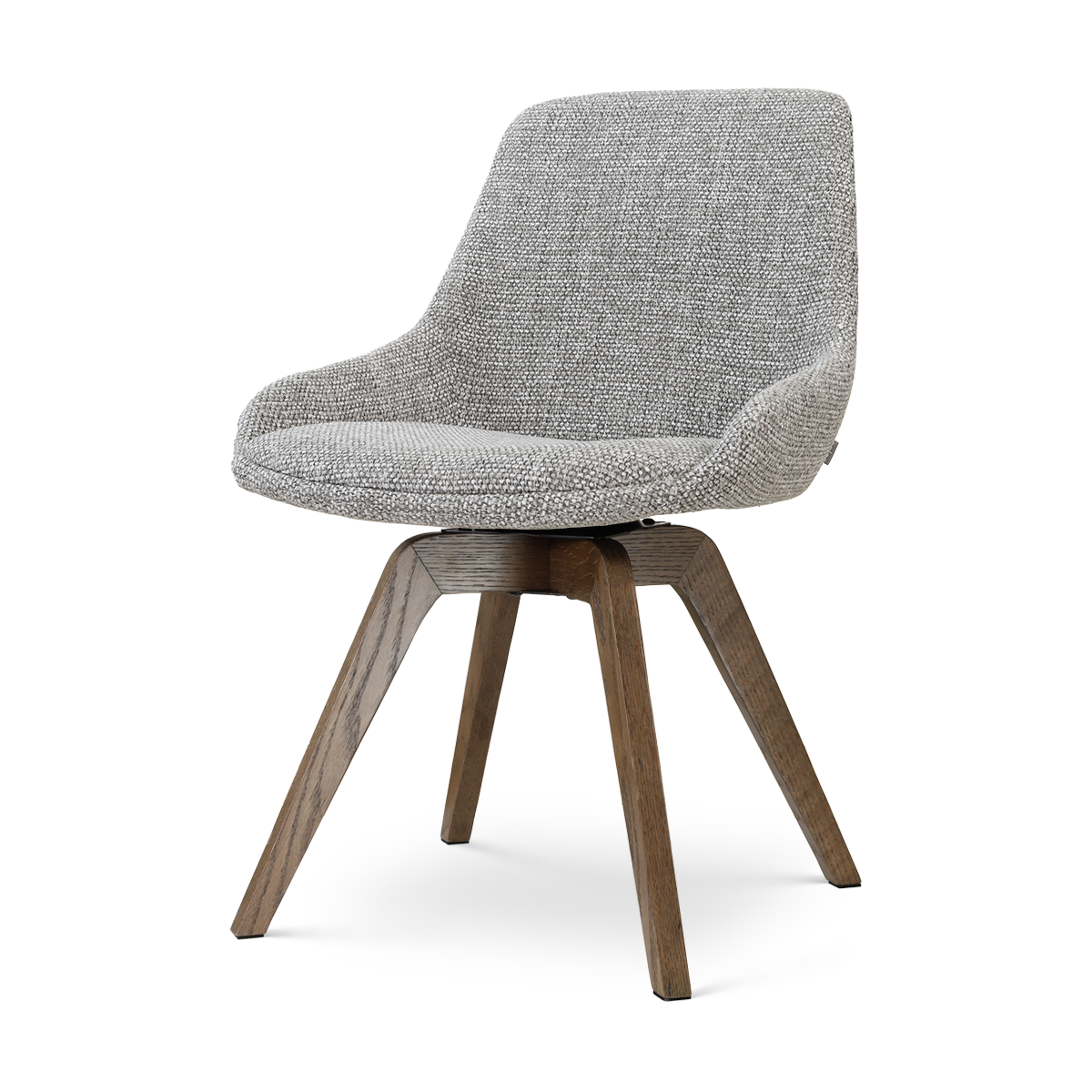 Noor-Isa draaibare eetkamerstoel grijs blend - walnoot houten onderstel