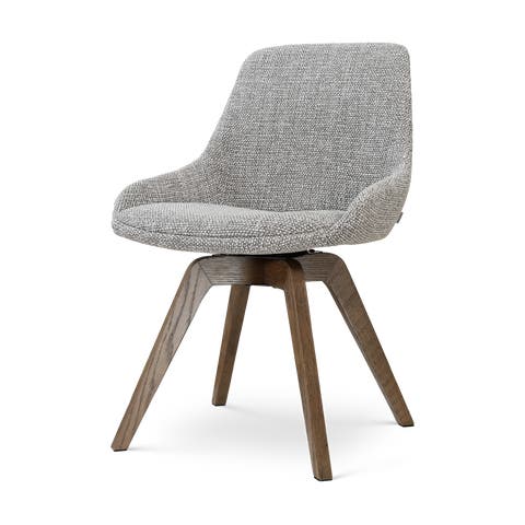 Noor-Isa draaibare eetkamerstoel grijs blend - walnoot houten onderstel