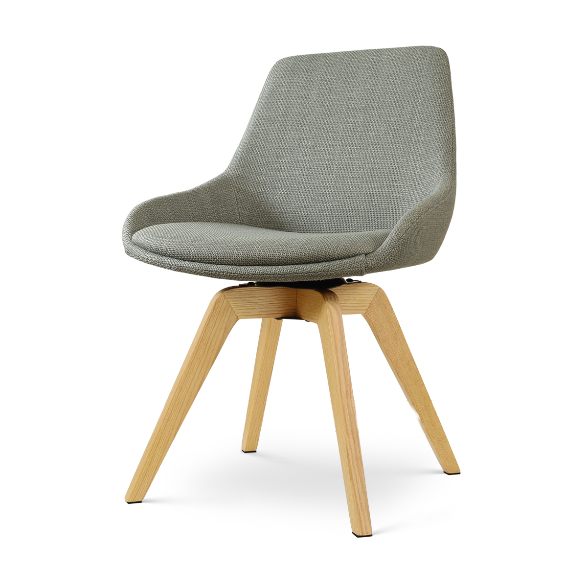 Noor-Isa draaibare eetkamerstoel saliegroen - houten onderstel