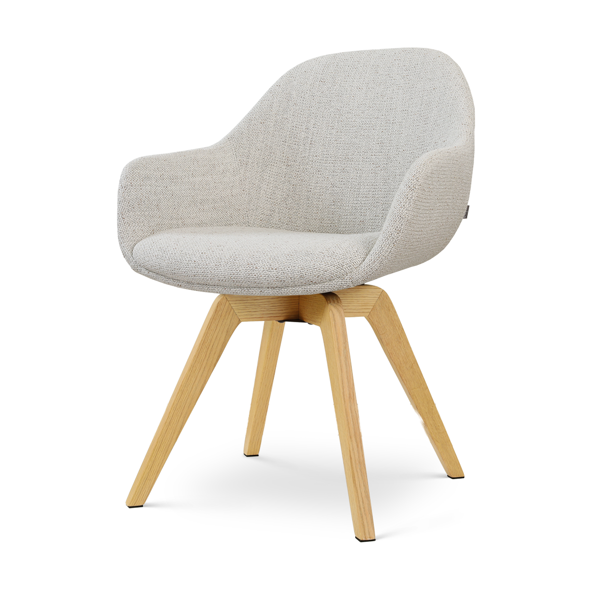 Noor-Mae draaibare eetkamerstoel beige gemêleerd - houten onderstel