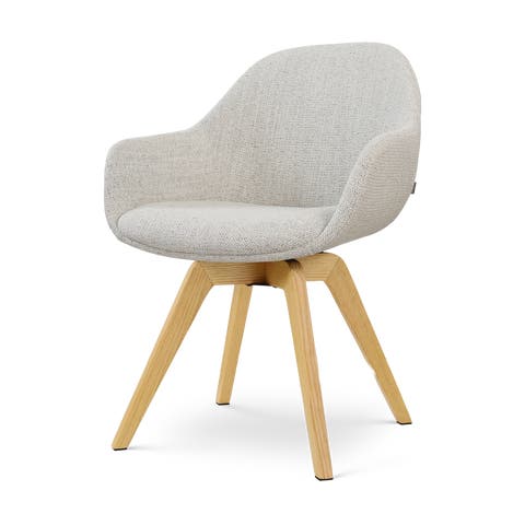 Noor-Mae draaibare eetkamerstoel beige gemêleerd - houten onderstel