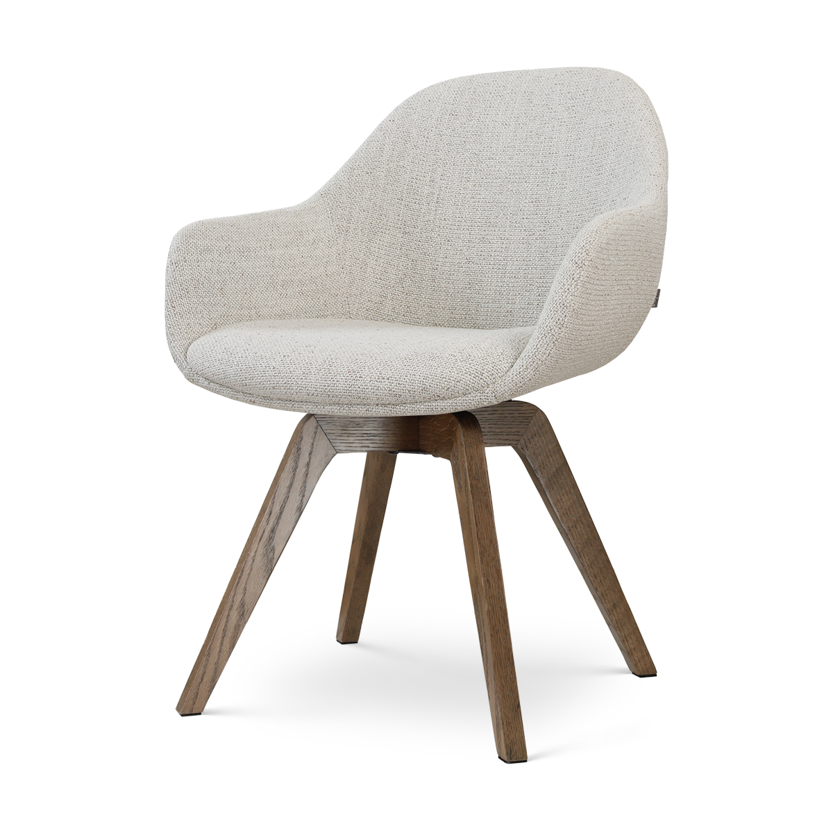 Noor-Mae draaibare eetkamerstoel beige gemêleerd - walnoot houten onderstel